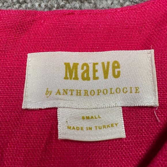 Anthropologie Maeve Melbourne Pink 100% Linen Summer Swing Dress Size Small - Picture 3 of 7